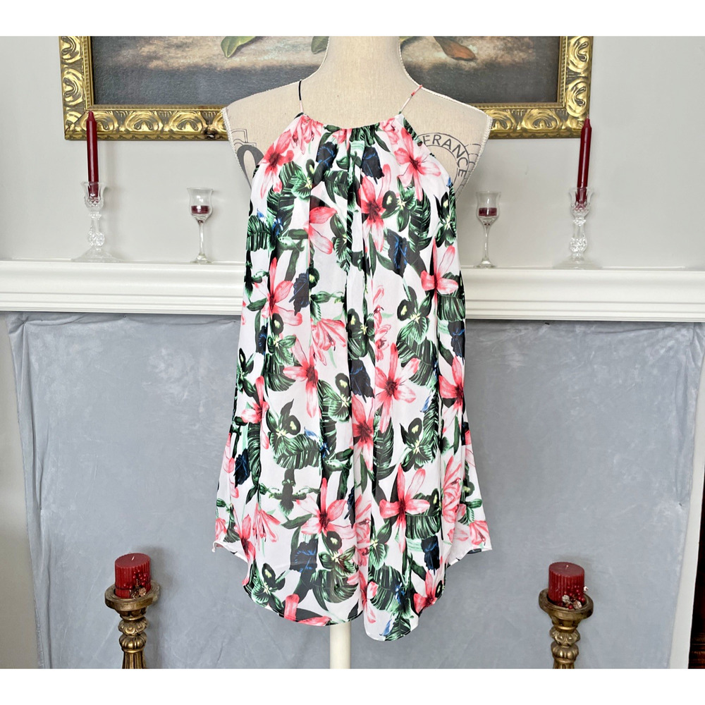 Vince Camuto Floral Halter Tropical Flow Blouse Small